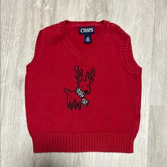 Chaps Red Reindeer Sweater Vest - Picture 1 of 1